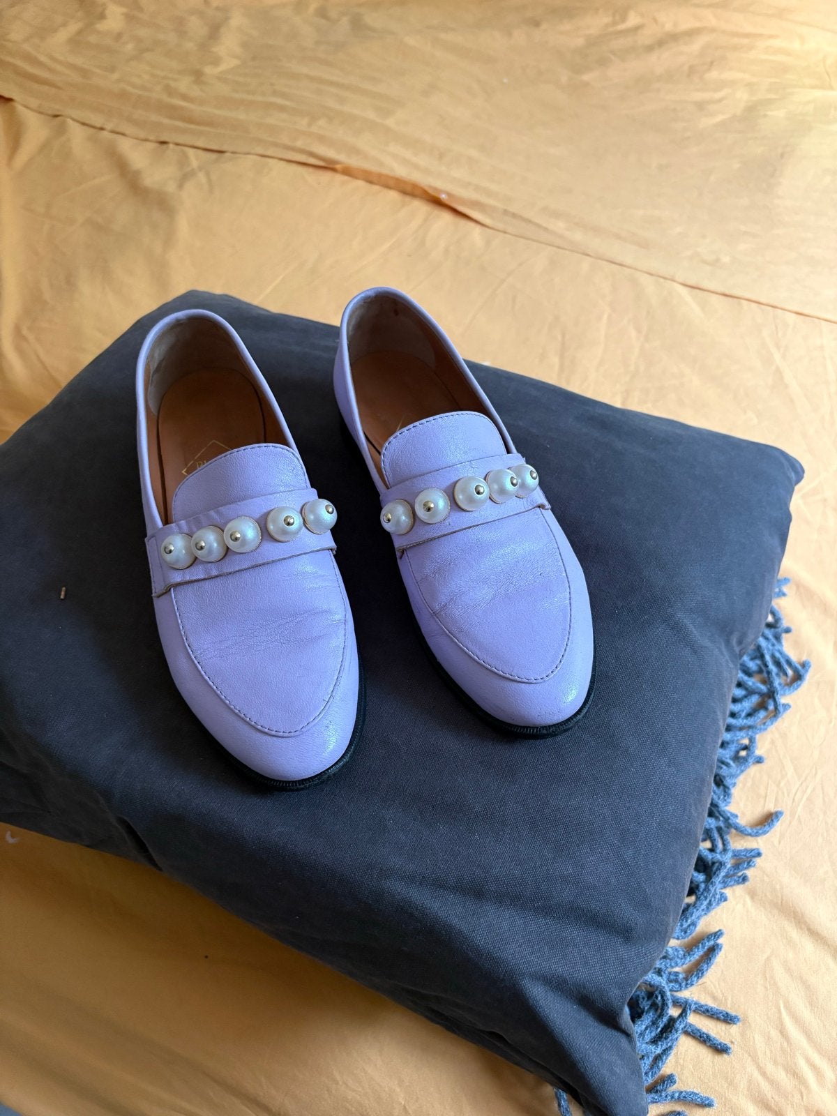 Paarse instappers van Paul Warmer met parels - Maat 37, Kleding | Dames, Schoenen, Overige kleuren, Instappers, Ophalen of Verzenden