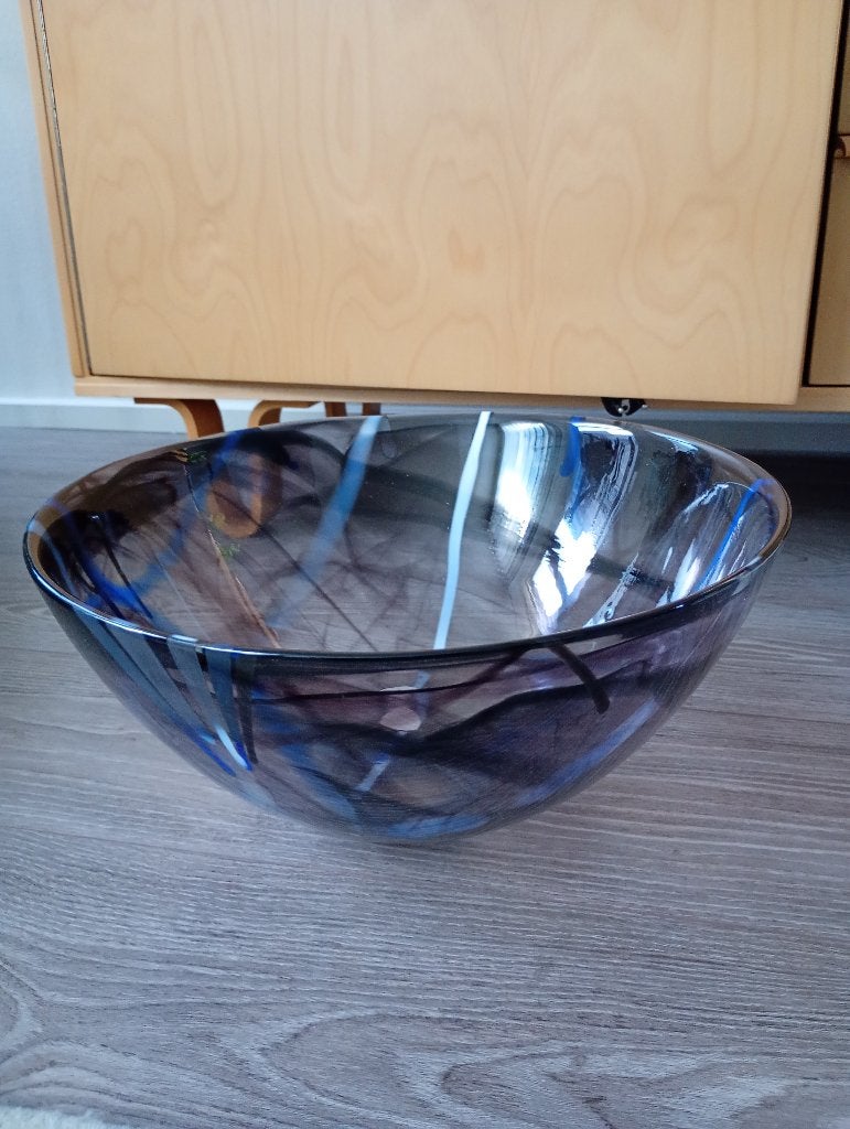 Kosta Boda: schaal Contrast bowl zwart 35 cm, Antiek en Kunst, Ophalen
