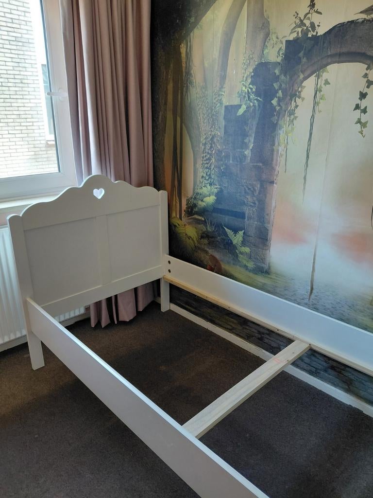 Eenpersoons prinsessenbed voor meisjes - Wit, Gebruikt, 90 cm, Eenpersoons, Prinses
