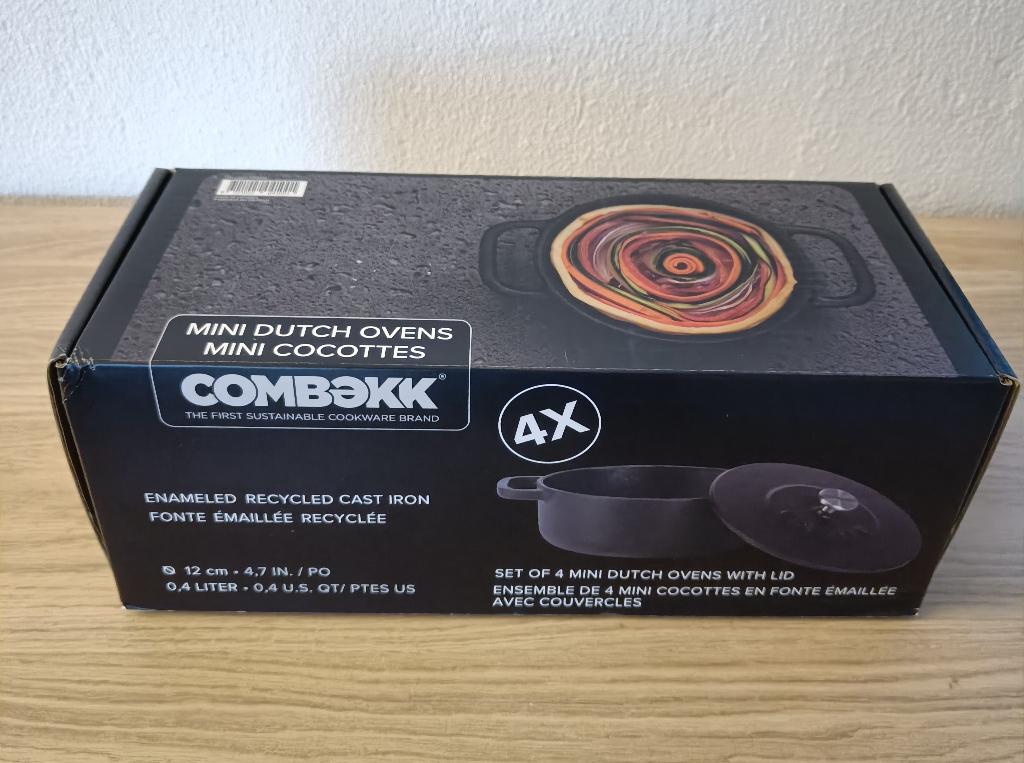 Combekk Mini Dutch Oven-Zwart-12cm-Set-4x, Huis en Inrichting, Keuken | Potten en Pannen, Ophalen of Verzenden, Nieuw, Gietijzer