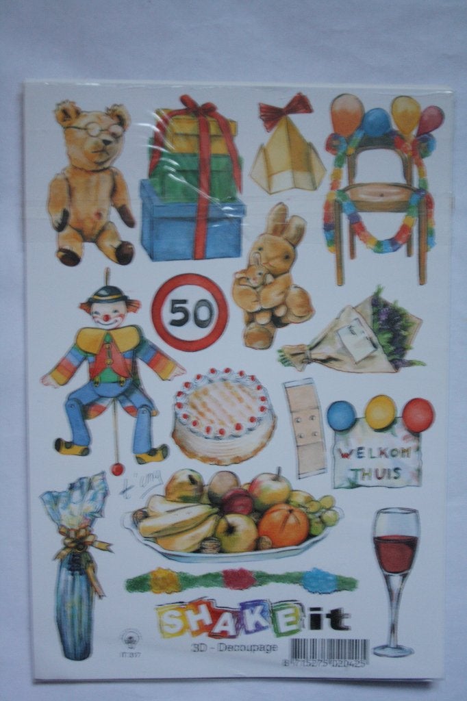 19 st. A5 knipvellen shake-it 3D collage 9812, Ophalen of Verzenden, Nieuw, Man of Vrouw, Knipvel