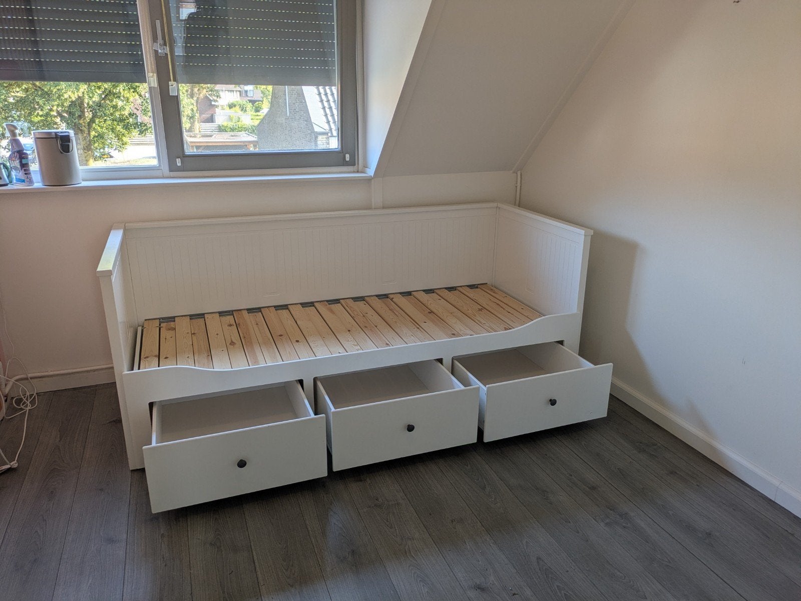 IKEA Hemnes Bedbank Uitschuifbaar met 3 Lades, Ophalen, Eenpersoons, Wit, 80 cm