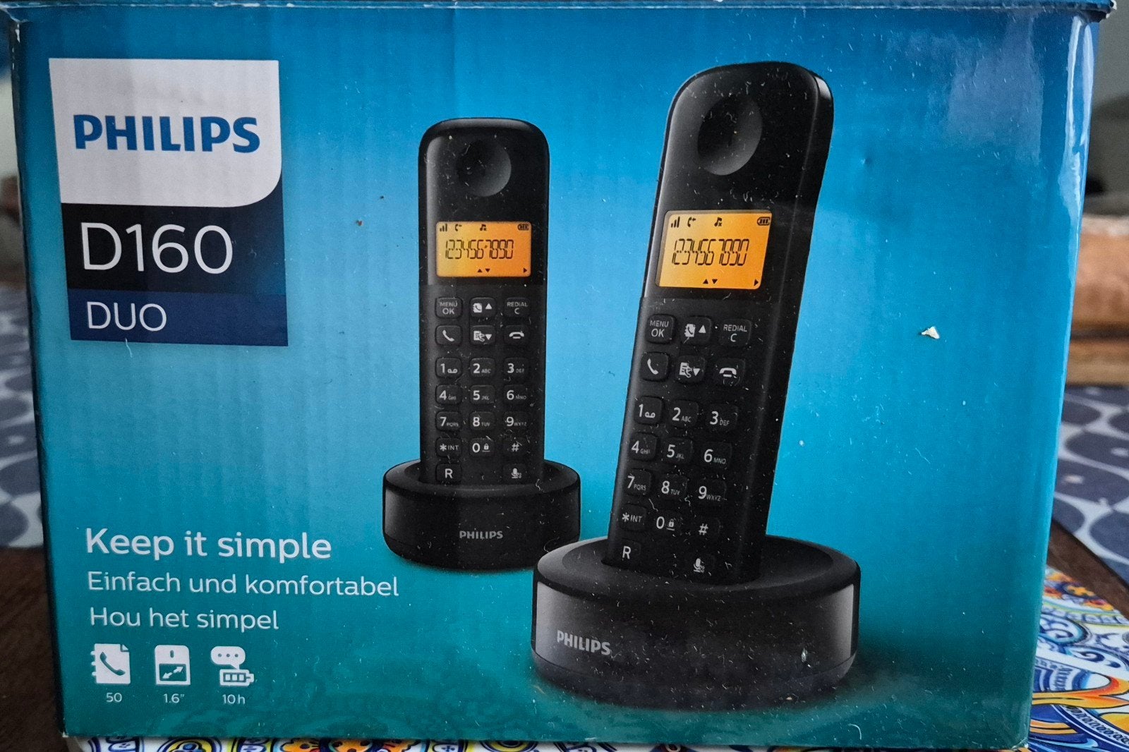 Philips D1602B Duo draadloze telefoons - Zo goed als nieuw, Telecommunicatie, Ophalen, Zo goed als nieuw, 2 handsets