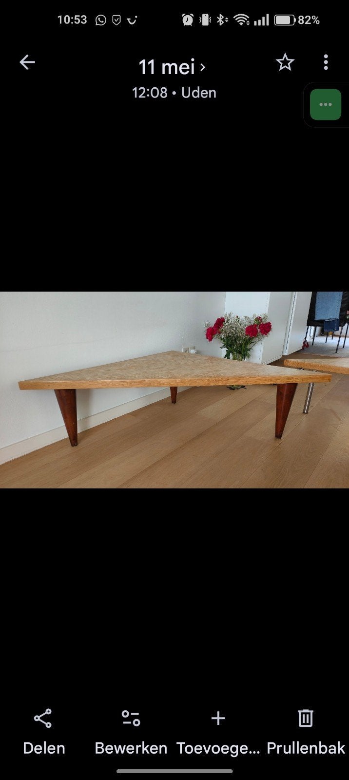 driehoekige salon/hoek-tafel, mozaïek blad, Modern, Retro, Gebruikt, 50 tot 100 cm, 50 tot 100 cm