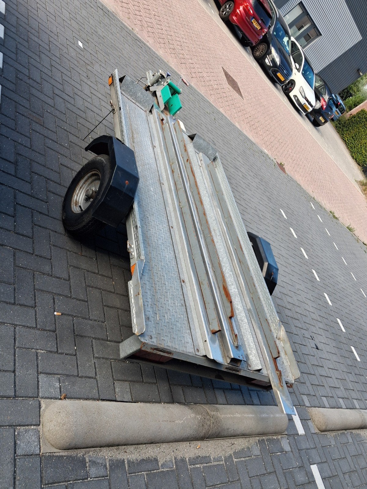 Stevige aanhanger voor motor of quad - Gebruikt, Auto diversen, Ophalen of Verzenden