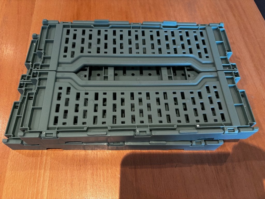 Twee saliegroene kleine opbergkratjes, Opvouwbaar, Minder dan 35 cm, Minder dan 50 cm, Ophalen of Verzenden