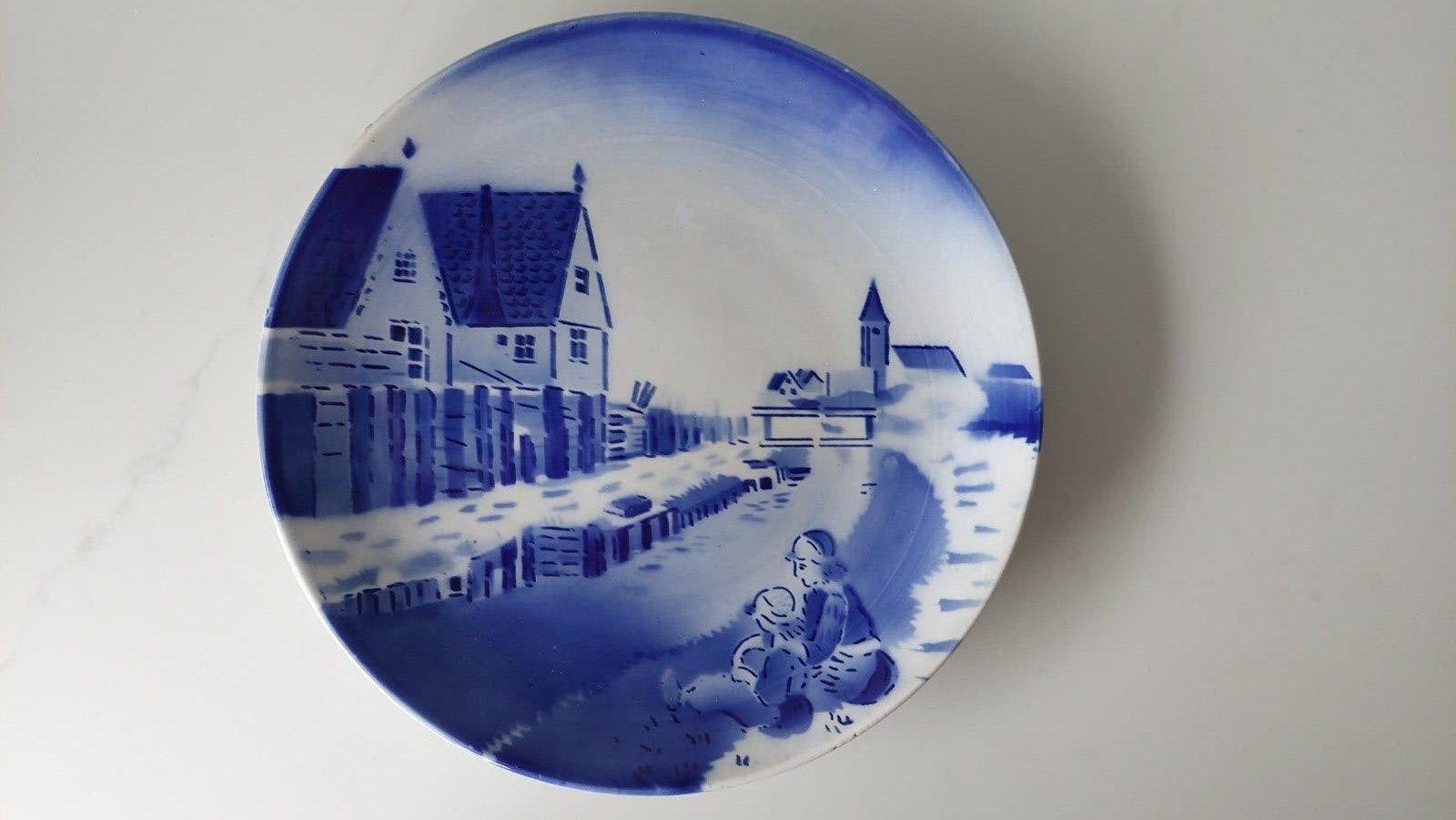 Chodziez Wandbord - Blauw-wit - Hollands stadsgezicht - 27cm, Ophalen of Verzenden