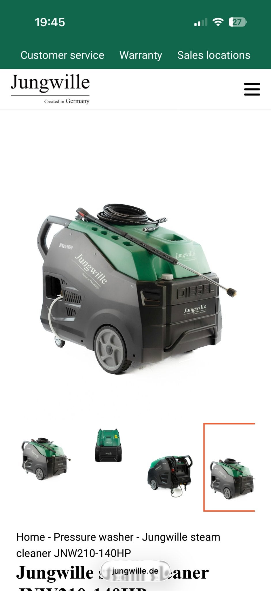 Jungwille JNW210-140HP Hogedrukreiniger met toebehoren