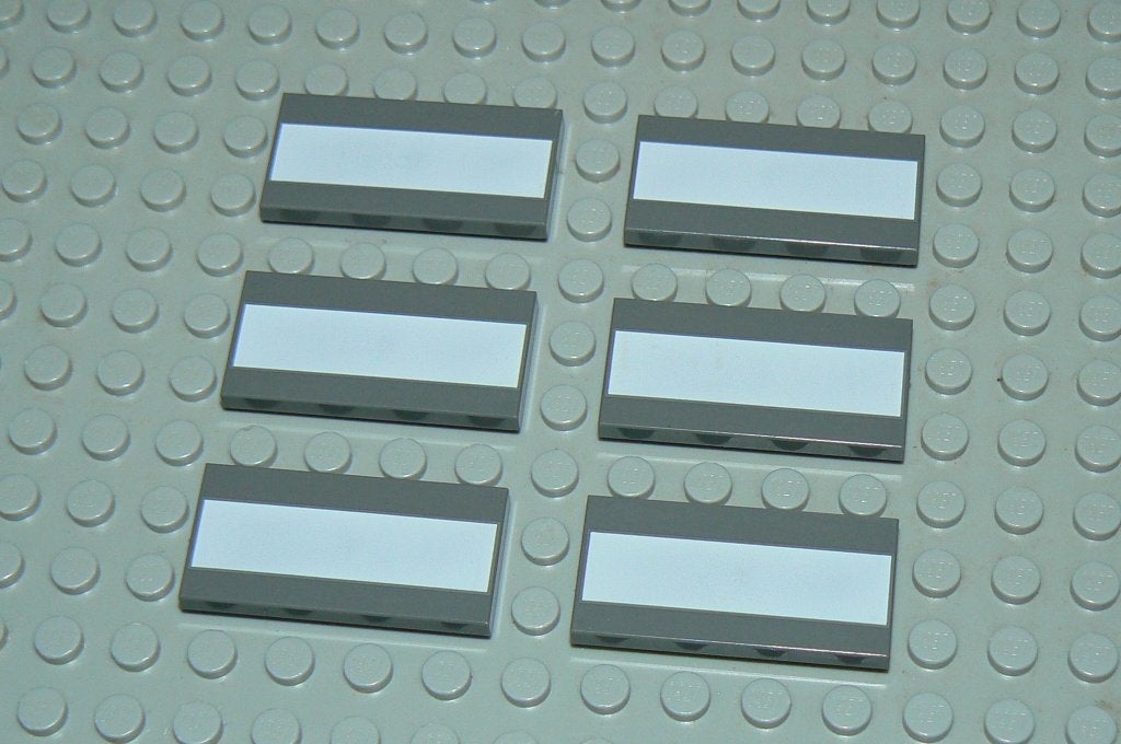 L1218 Tegels 2x4 donker grijs met witte streep 6 st., Ophalen of Verzenden, Nieuw, Losse stenen, Lego