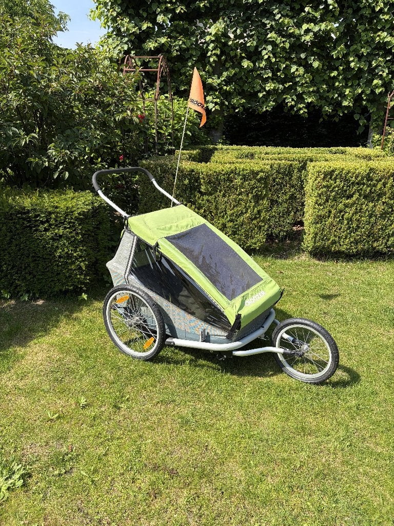 3-in-1 Croozer Fietskar (2-zitter) + babyhangmat en jogger, Fietsen en Brommers, Ophalen, Gebruikt, Opvouwbaar, 80 kg of meer