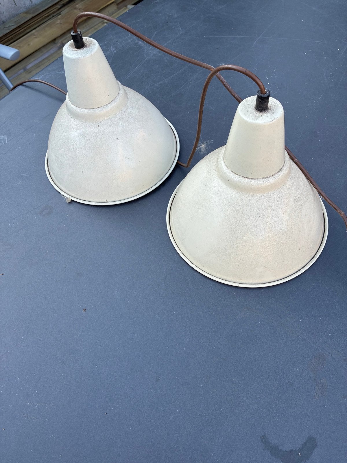 Set van 2 vintage emaille lampen, Antiek en Kunst, Antiek | Lampen, Ophalen