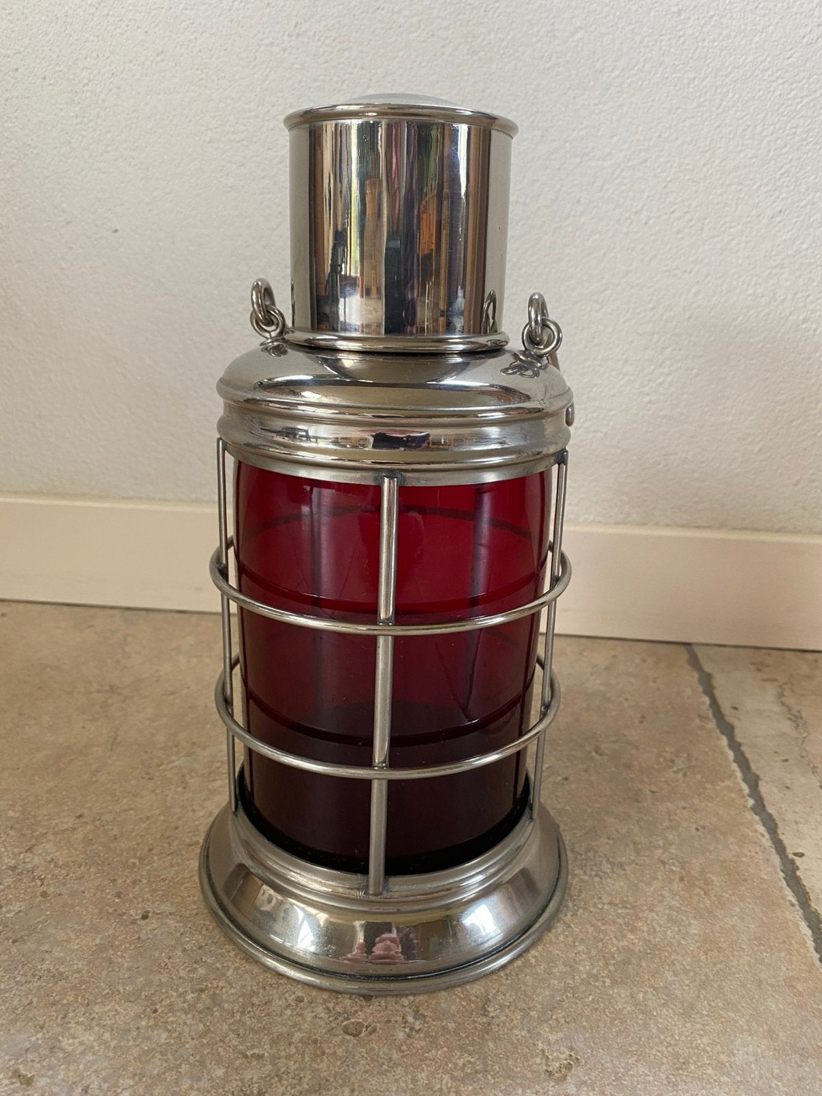 Remington rode drinkfles in vorm van scheepslantaarn, Ophalen of Verzenden