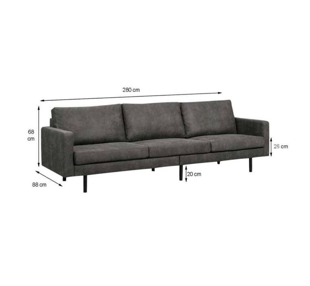 Bank collin 4 zits antraciet, Ophalen, Gebruikt, 75 tot 100 cm, 200 tot 250 cm