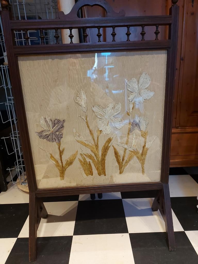 Antiek haardscherm zijden, Antiek en Kunst, Antiek | Woonaccessoires, Ophalen