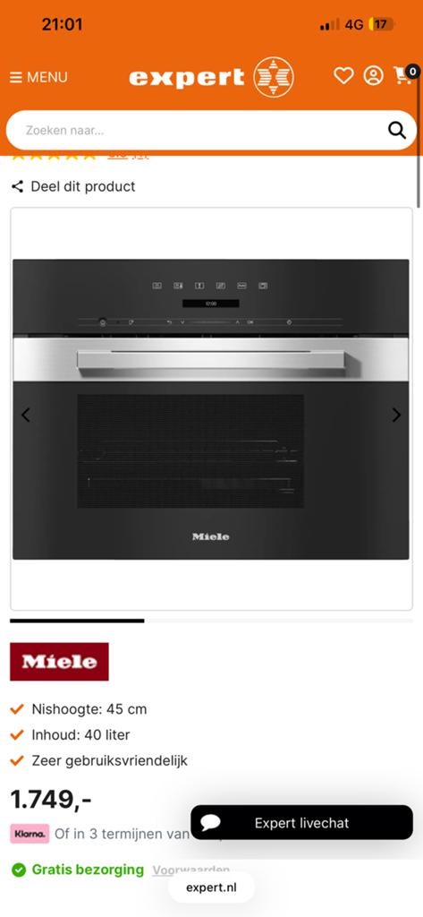 Miele Stoomoven DG7240 - Slechts 17 uur gebruikt!, Witgoed en Apparatuur, Ovens, Ophalen, 45 tot 50 cm, Inbouw, Miele