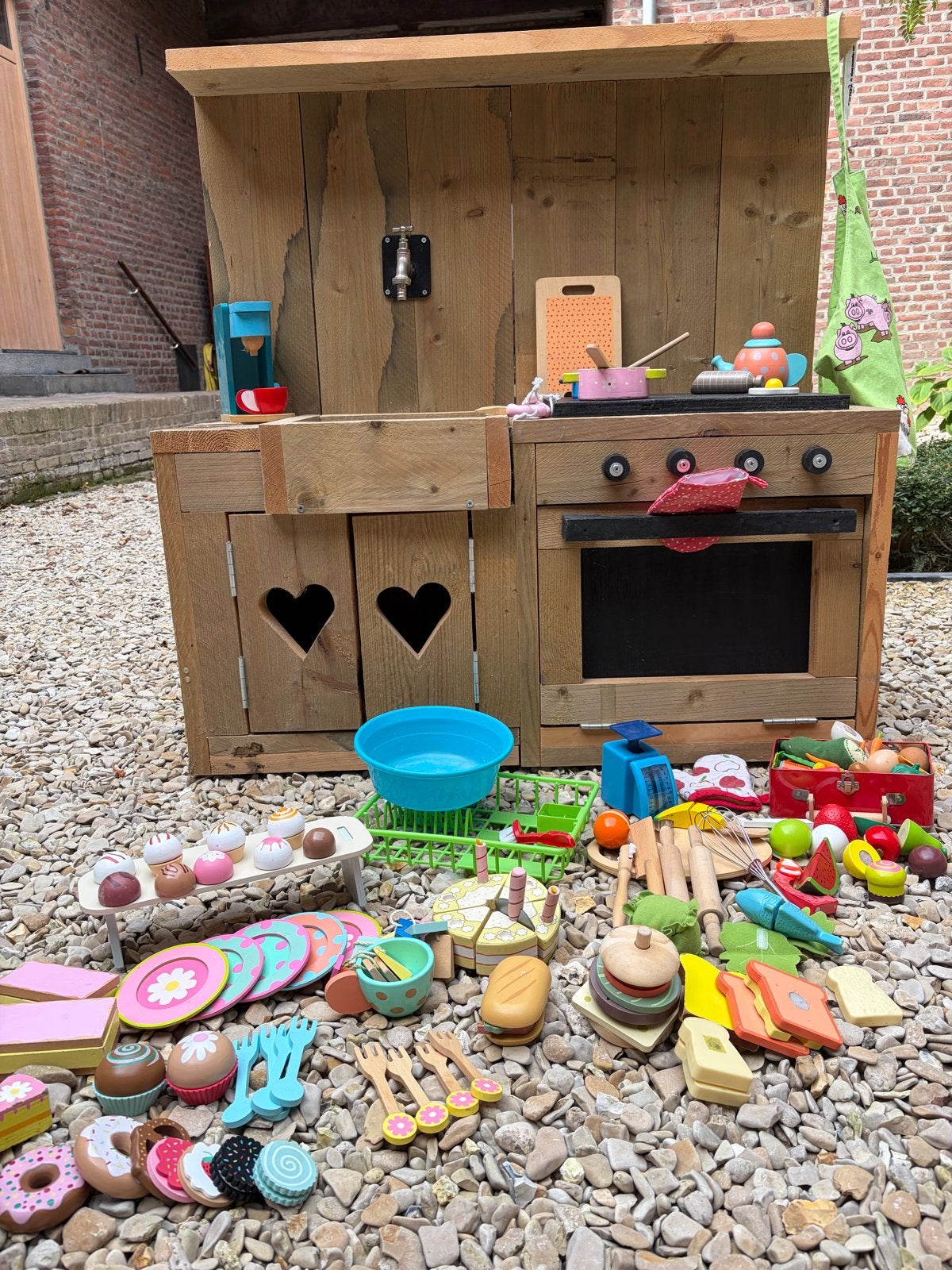Steigerhouten speelkeuken met veel accessoires, Ophalen of Verzenden, Gebruikt, Hout, Speelkeuken