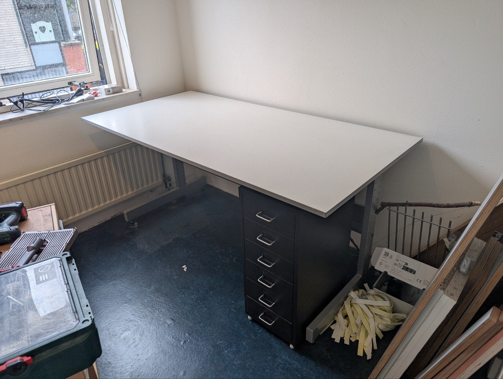 Bureau 160x80 cm, Ophalen, 160 cm, Gebruikt, Wit