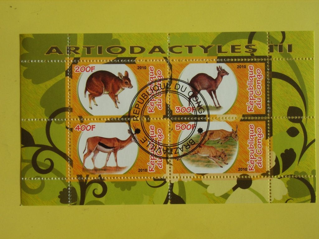4   Rep congo, steppedieren, Ophalen of Verzenden, Gestempeld, Dier of Natuur