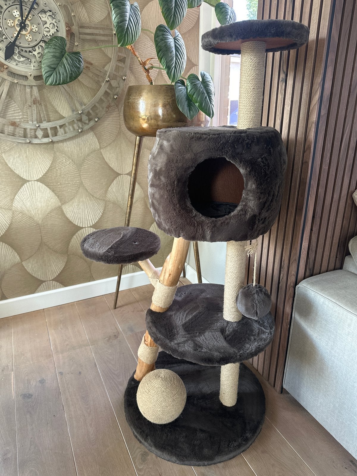 Hele mooie krabpaal 142cm Nieuw met hout, speeltjes etc, Ophalen, Nieuw, Krabpaal