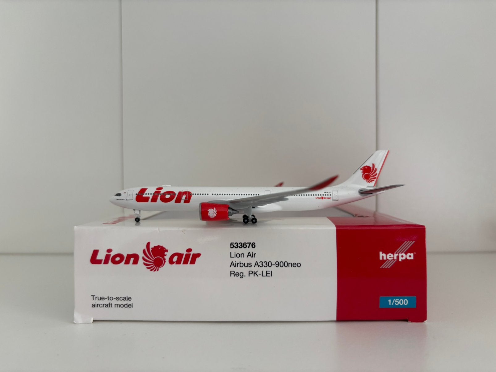 Herpa 533676 Lion Air Airbus A330-900neo 1:500, Ophalen of Verzenden, Zo goed als nieuw, Schaalmodel
