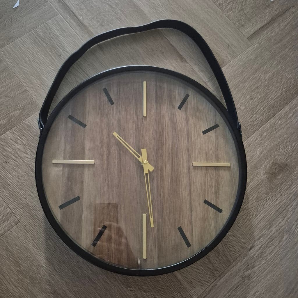 Industriële Wandklok - Diameter 38 cm, Ophalen, Zo goed als nieuw, Wandklok
