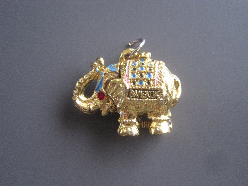 Vintage metalen goudkleurig olifantenhanger Thailand 3 cm., Overige merken, Overige materialen, Ophalen of Verzenden, Zo goed als nieuw