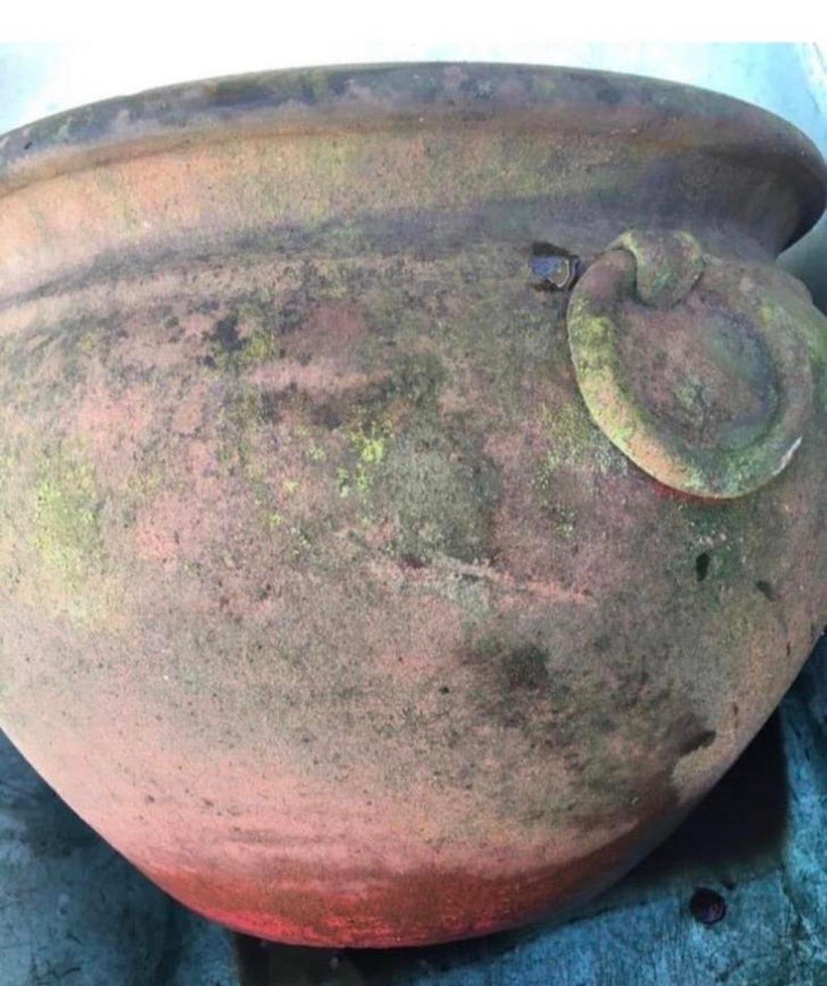 Grote oud Hollandse terracotta potten uniek d.47cm, Ophalen, Gebruikt, 40 cm of meer, Rond