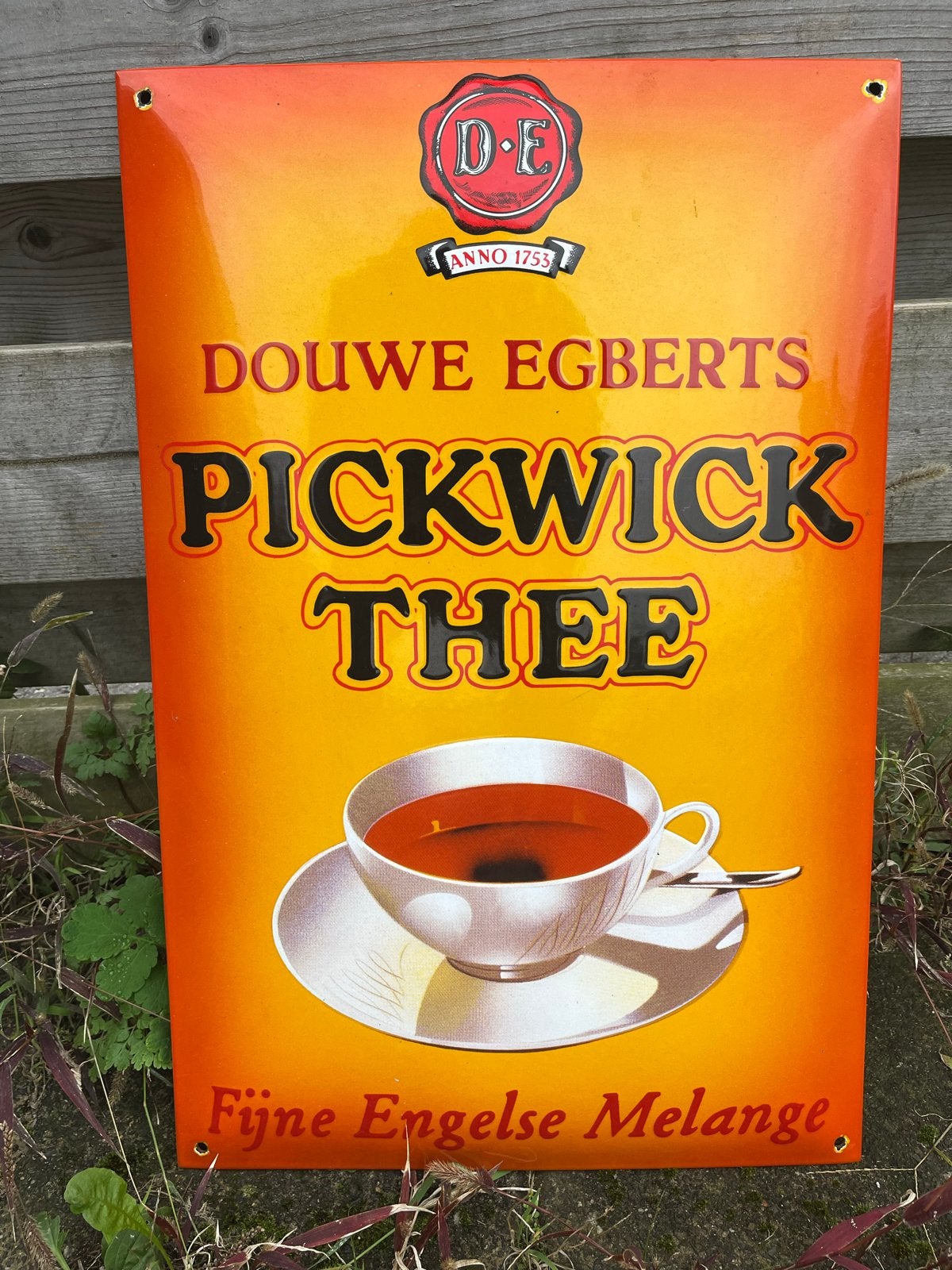 Douwe Egberts Pickwick Thee Emaille Bord 60x40 cm, Ophalen