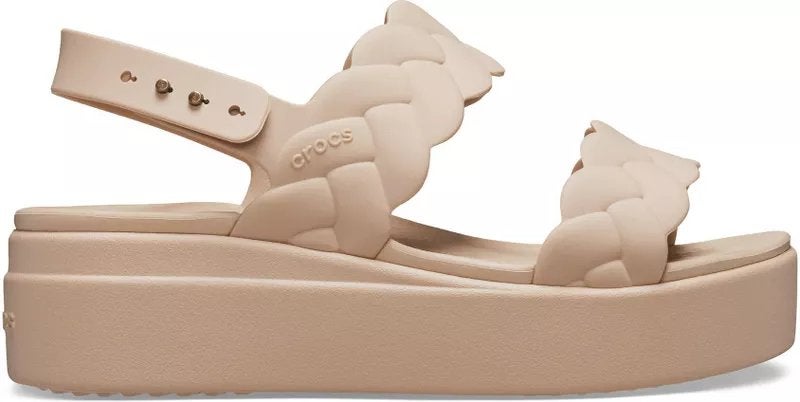 Crocs Brooklyn Woven Low Wedge sandalen beige maat 41, Ophalen of Verzenden, Zo goed als nieuw, Beige, Sandalen of Muiltjes