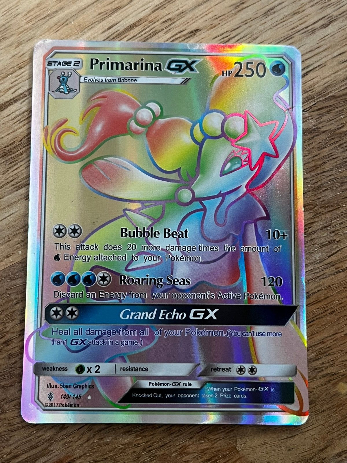 Pokémon kaart Primarina-GX kaart (#149/145), Ophalen of Verzenden, Zo goed als nieuw