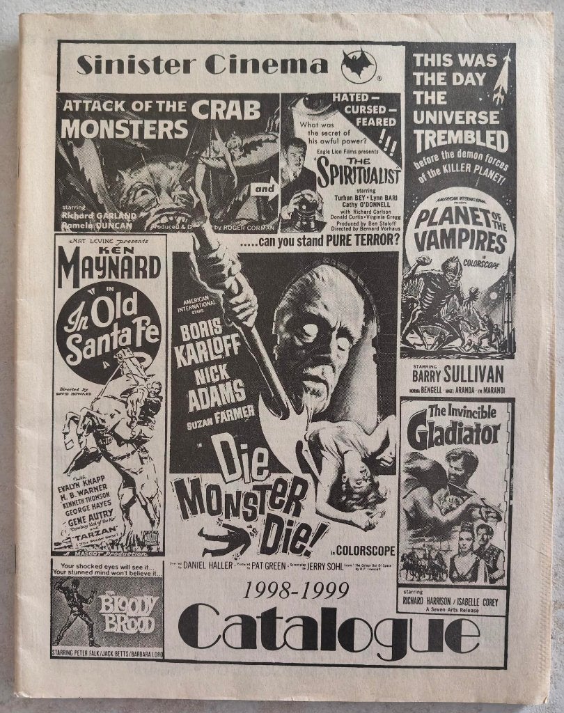 Sinister Cinema 2 x video catalogus 1998 tm 2000, Ophalen of Verzenden, Gelezen, Overige typen