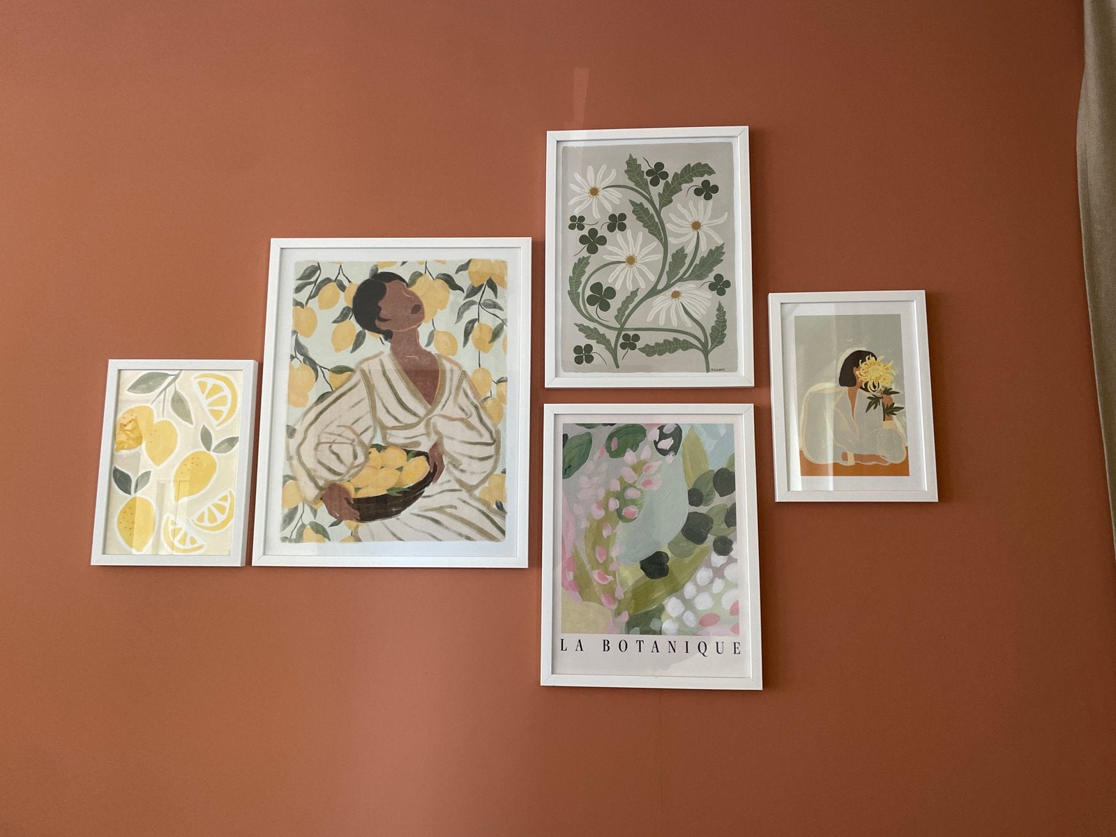 Set van 5 ingelijste kunstprints voor aan de muur, Ophalen, 50 – 75, 50 tot 75 cm, Print