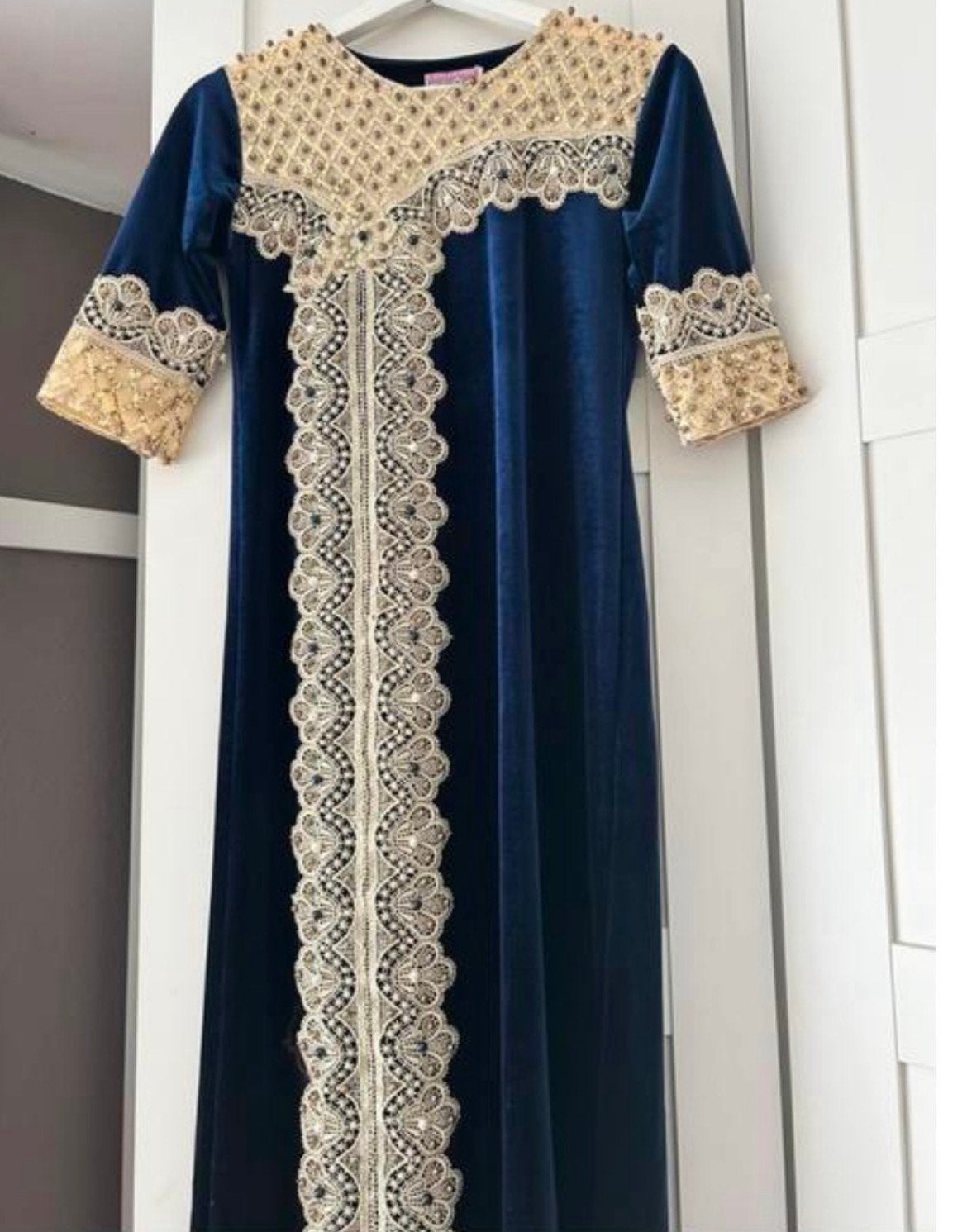 Meisjes Kaftan - Prachtige Jurk voor 8 Jaar, Overige typen, Blauw, Ophalen of Verzenden, Zo goed als nieuw