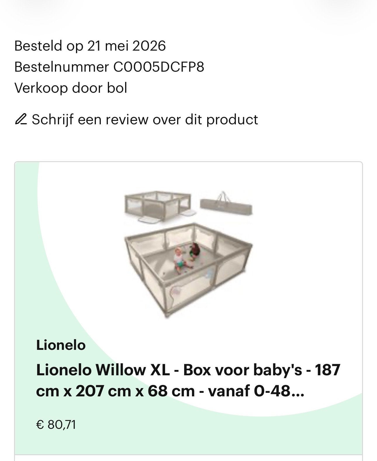Lionelo Willow XL Grondbox - nieuw!, Ophalen of Verzenden, Zo goed als nieuw, Rechthoekig