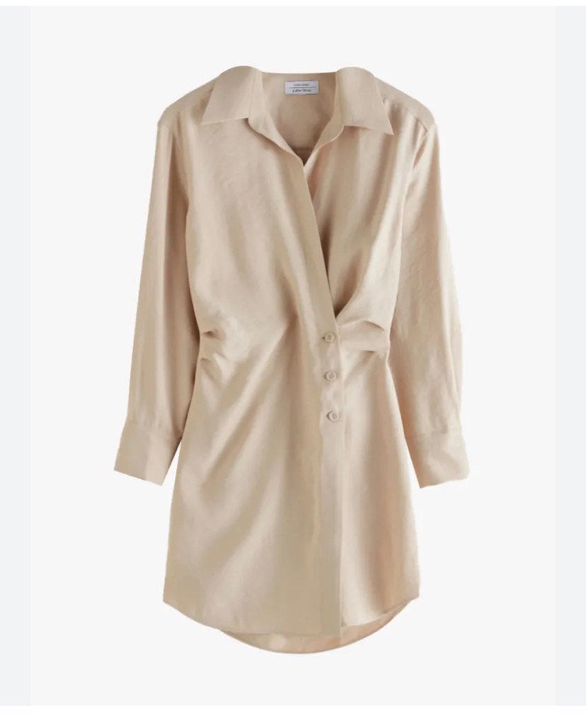 Stijlvolle Beige Overslag Jurk van & Other Stories, Beige, Maat 42/44 (L), Ophalen of Verzenden, Zo goed als nieuw