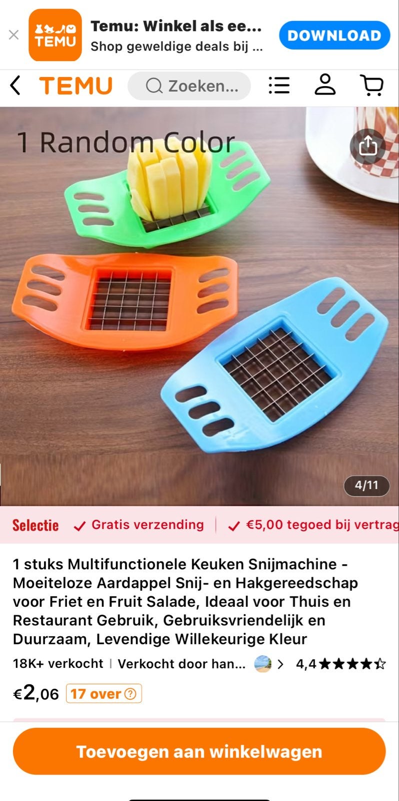 Multifunctionele Keuken Snijmachine voor Friet en Salade, Ophalen, Zo goed als nieuw