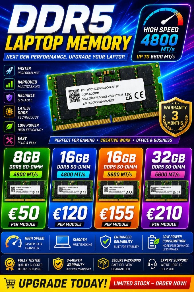 DDR5 Laptop Memory – High-Speed Performance Upgrade, S, 32 GB, Ophalen of Verzenden, Zo goed als nieuw