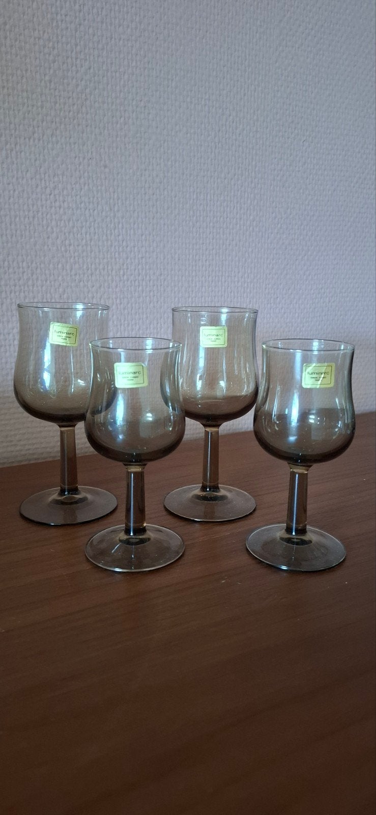 Vintage Luminarc Rookglas Wijnglazen - 4 stuks, Antiek en Kunst, Antiek | Glas en Kristal, Ophalen of Verzenden