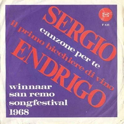 SERGIO ENDRIGO  1968   SONGFESTIVAL KNALLER !! E416, Ophalen of Verzenden, Gebruikt, 7 inch, Pop