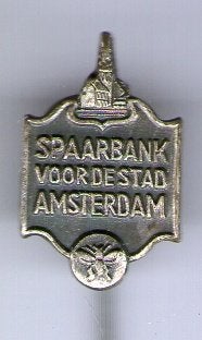 Spaarbank voor de stad Amsterdam speldje ( W_027), Verzenden, Zo goed als nieuw, Merk, Speldje of Pin