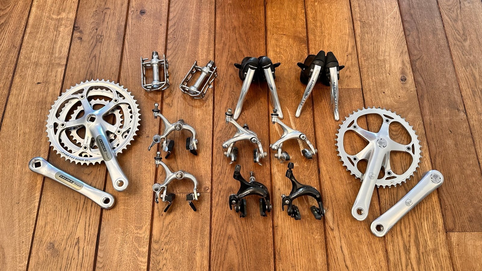 Diverse Campagnolo en Tektro fietscomponenten, Fietsen en Brommers, Fietsonderdelen, Crankstel of Pedalen, Gebruikt, Ophalen of Verzenden