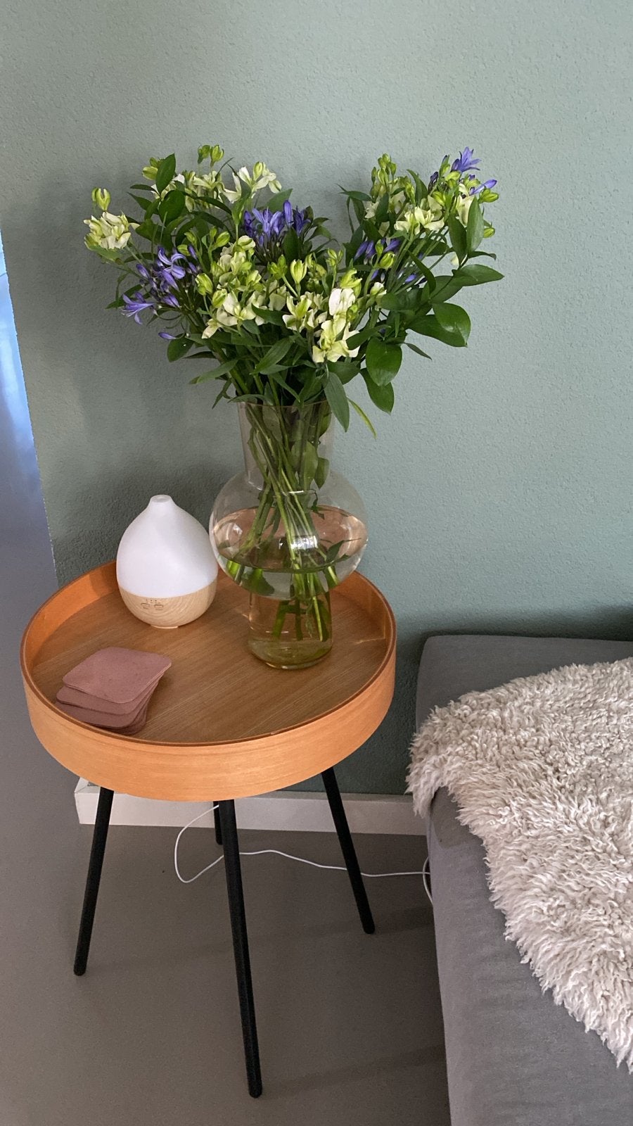 Zuiver Oak tray bijzettafel diameter 47cm, Ophalen, Zo goed als nieuw, Rond, 50 tot 100 cm