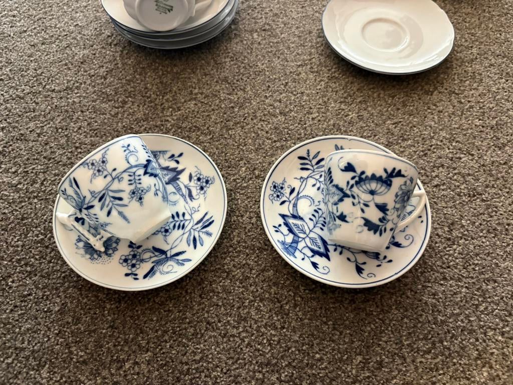 Blauw Meissen servies jaren 60 Wempe & Wempe, Antiek en Kunst, Antiek | Servies los, Ophalen of Verzenden