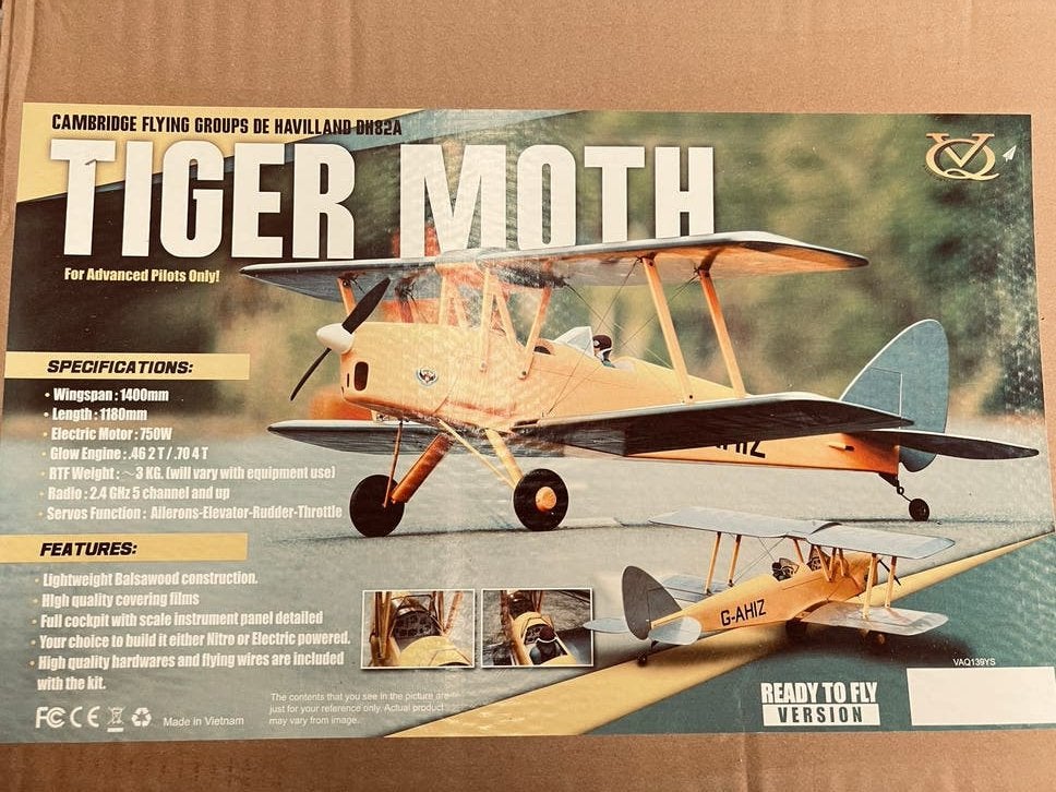 Cambridge Flying Groups De Havilland DH.82A Tiger Moth, Nieuw, Groter dan 1:72, Vliegtuig, Ophalen