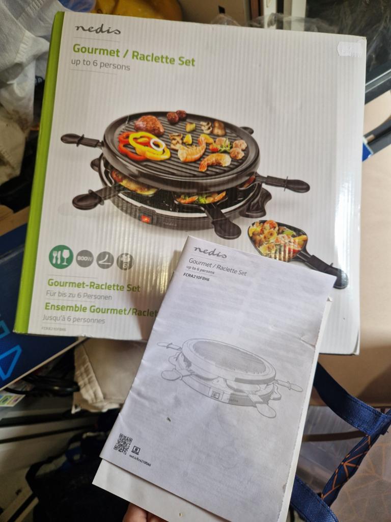 Nedis Gourmet / Raclette Set - tot 6 personen, Ophalen of Verzenden, Zo goed als nieuw, 4 t/m 7 personen