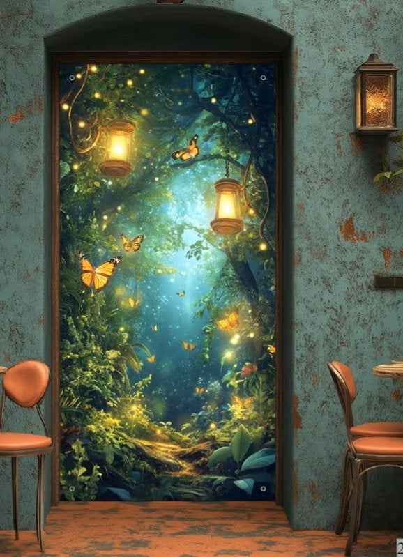 2D banner backdrop sprookjesbos bos vlinders Fairy Elf, Nieuw, Ophalen of Verzenden, Overige stijlen, Overige typen