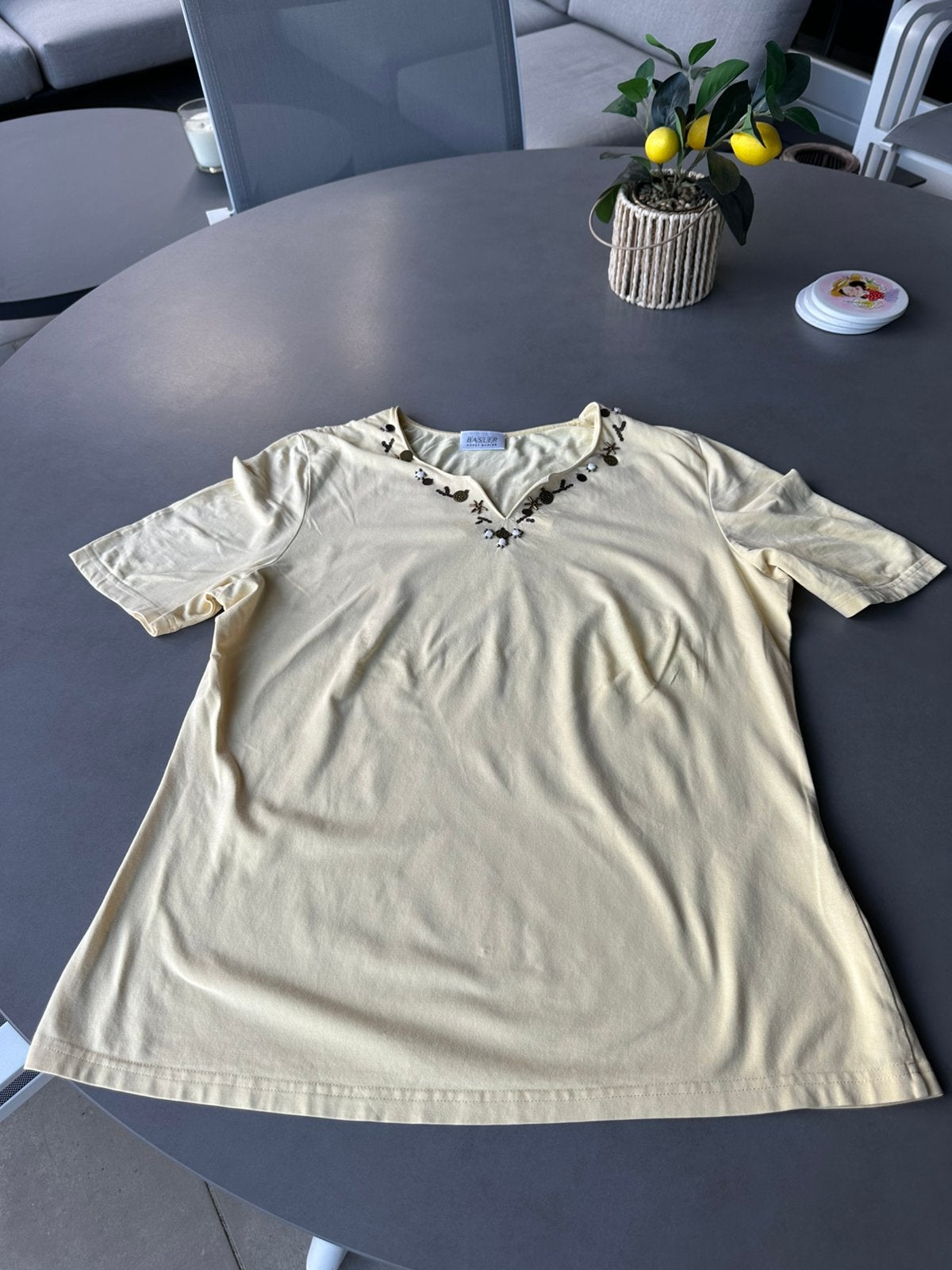 Geel Basler shirt, maat 42, Verzenden, Geel, Zo goed als nieuw, Korte mouw