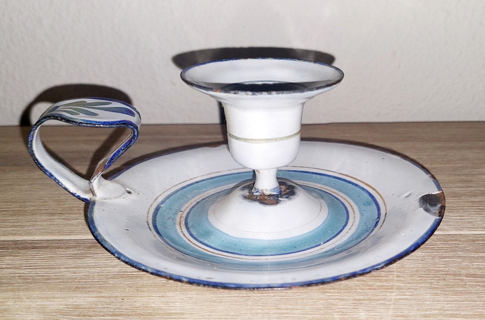 Antieke emaille blaker /kaarsenhouder I, Ophalen of Verzenden