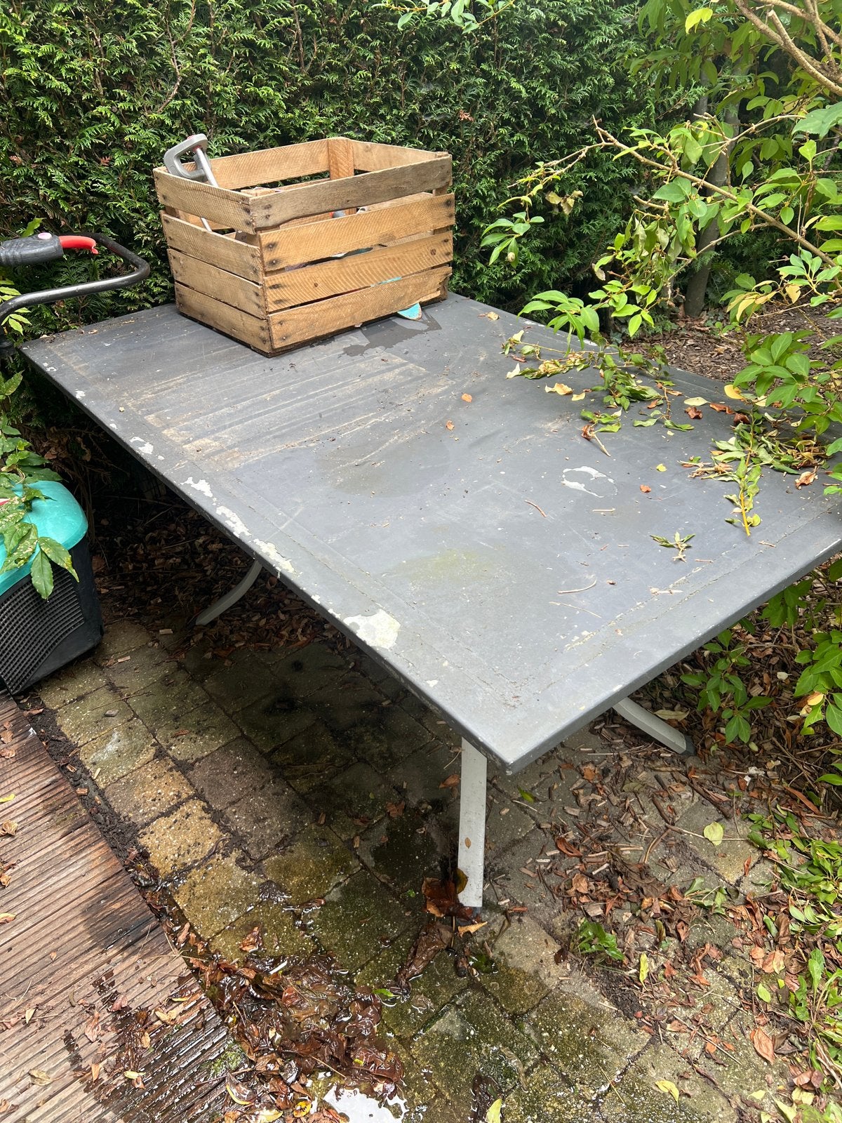 Tuintafel beton, Tuin en Terras, Ophalen, Gebruikt, Rechthoekig, Metaal