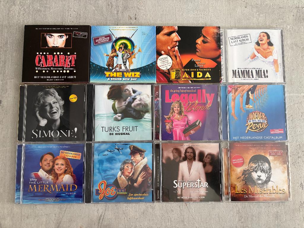 Musical Aida, Mamma Mia, Turks Fruit, Simone, Wiz 12x CD, Cd's en Dvd's, Ophalen of Verzenden, Zo goed als nieuw